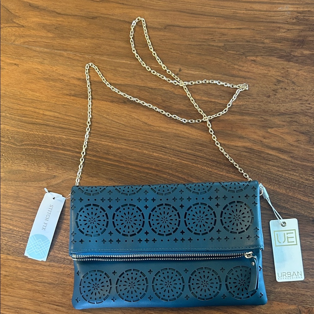Urban Expressions Teal Crossbody Bag with Chain Strap